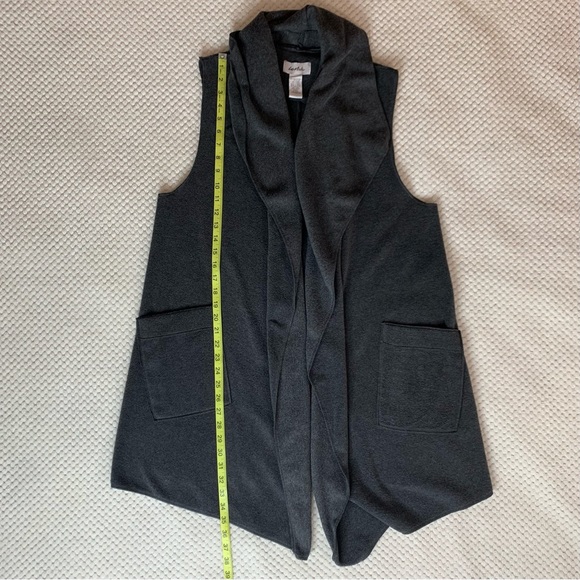 Le Moda Sela Grey Cozy Coat Fleece Vest Sleeveless Waterfall Cardigan One-Size - Picture 11 of 11